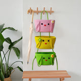 Maxbell Wall Hanging Basket Bohemian Woven Wall Basket for Living Room Bedroom Decor Pink Yellow Green