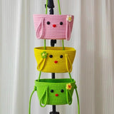 Maxbell Wall Hanging Basket Bohemian Woven Wall Basket for Living Room Bedroom Decor Pink Yellow Green