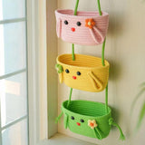 Maxbell Wall Hanging Basket Bohemian Woven Wall Basket for Living Room Bedroom Decor Pink Yellow Green