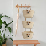 Maxbell Wall Hanging Basket Bohemian Woven Wall Basket for Living Room Bedroom Decor Beige