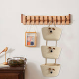 Maxbell Wall Hanging Basket Bohemian Woven Wall Basket for Living Room Bedroom Decor Beige