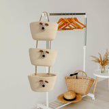 Maxbell Wall Hanging Basket Bohemian Woven Wall Basket for Living Room Bedroom Decor Beige