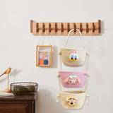 Maxbell Wall Hanging Basket Bohemian Woven Wall Basket for Living Room Bedroom Decor Beige and Pink