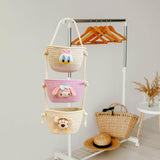 Maxbell Wall Hanging Basket Bohemian Woven Wall Basket for Living Room Bedroom Decor Beige and Pink