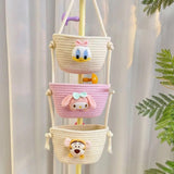 Maxbell Wall Hanging Basket Bohemian Woven Wall Basket for Living Room Bedroom Decor Beige and Pink