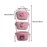 Maxbell Wall Hanging Basket Bohemian Woven Wall Basket for Living Room Bedroom Decor Pink Bear