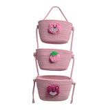 Maxbell Wall Hanging Basket Bohemian Woven Wall Basket for Living Room Bedroom Decor Pink Bear