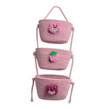 Maxbell Wall Hanging Basket Bohemian Woven Wall Basket for Living Room Bedroom Decor Pink Bear