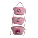 Maxbell Wall Hanging Basket Bohemian Woven Wall Basket for Living Room Bedroom Decor Pink Bear
