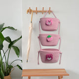 Maxbell Wall Hanging Basket Bohemian Woven Wall Basket for Living Room Bedroom Decor Pink Bear