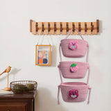Maxbell Wall Hanging Basket Bohemian Woven Wall Basket for Living Room Bedroom Decor Pink Bear