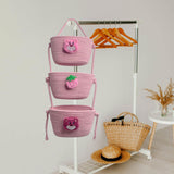 Maxbell Wall Hanging Basket Bohemian Woven Wall Basket for Living Room Bedroom Decor Pink Bear