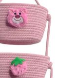 Maxbell Wall Hanging Basket Bohemian Woven Wall Basket for Living Room Bedroom Decor Pink Bear