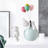 Maxbell Balloon Bunny Figurine Funny Flying Bunny Figure for TV Stand Office Cabinet Blue