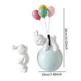 Maxbell Balloon Bunny Figurine Funny Flying Bunny Figure for TV Stand Office Cabinet Blue