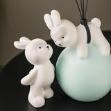 Maxbell Balloon Bunny Figurine Funny Flying Bunny Figure for TV Stand Office Cabinet Blue