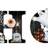 Maxbell Halloween Door Sign Wooden Spooky Holiday Decor Wall Plaque for Yard Window