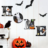 Maxbell Halloween Door Sign Wooden Spooky Holiday Decor Wall Plaque for Yard Window