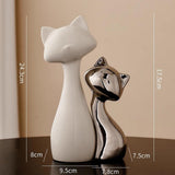 Maxbell 2 Pieces Cat Statue Ceramic Figurine Gift Ornament for Fireplace Desk Office