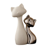 Maxbell 2 Pieces Cat Statue Ceramic Figurine Gift Ornament for Fireplace Desk Office