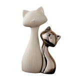 Maxbell 2 Pieces Cat Statue Ceramic Figurine Gift Ornament for Fireplace Desk Office
