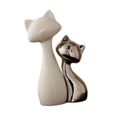 Maxbell 2 Pieces Cat Statue Ceramic Figurine Gift Ornament for Fireplace Desk Office