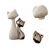 Maxbell 2 Pieces Cat Statue Ceramic Figurine Gift Ornament for Fireplace Desk Office
