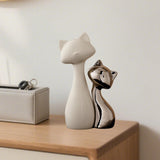 Maxbell 2 Pieces Cat Statue Ceramic Figurine Gift Ornament for Fireplace Desk Office