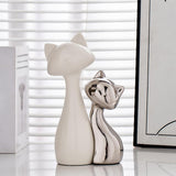 Maxbell 2 Pieces Cat Statue Ceramic Figurine Gift Ornament for Fireplace Desk Office