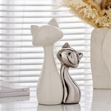 Maxbell 2 Pieces Cat Statue Ceramic Figurine Gift Ornament for Fireplace Desk Office