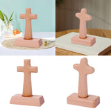 Maxbell Wood Cross Statue with Stand Collection for Catholic Church Prayer Ornaments Sqaure Head
