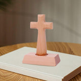 Maxbell Wood Cross Statue with Stand Collection for Catholic Church Prayer Ornaments Sqaure Head