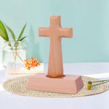 Maxbell Wood Cross Statue with Stand Collection for Catholic Church Prayer Ornaments Sqaure Head
