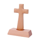 Maxbell Wood Cross Statue with Stand Collection for Catholic Church Prayer Ornaments Sqaure Head