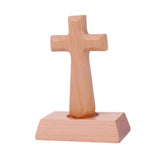 Maxbell Wood Cross Statue with Stand Collection for Catholic Church Prayer Ornaments Sqaure Head