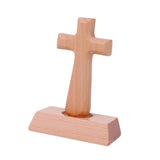 Maxbell Wood Cross Statue with Stand Collection for Catholic Church Prayer Ornaments Sqaure Head