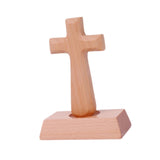 Maxbell Wood Cross Statue with Stand Collection for Catholic Church Prayer Ornaments Sqaure Head