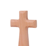 Maxbell Wood Cross Statue with Stand Collection for Catholic Church Prayer Ornaments Sqaure Head