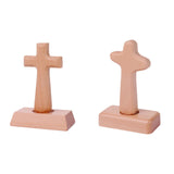 Maxbell Wood Cross Statue with Stand Collection for Catholic Church Prayer Ornaments Sqaure Head