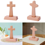 Maxbell Wood Cross Statue with Stand Collection for Catholic Church Prayer Ornaments Sqaure Head