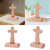 Maxbell Wood Cross Statue with Stand Collection for Catholic Church Prayer Ornaments Sqaure Head
