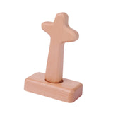 Maxbell Wood Cross Statue with Stand Collection for Catholic Church Prayer Ornaments Round Head