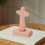 Maxbell Wood Cross Statue with Stand Collection for Catholic Church Prayer Ornaments Round Head