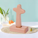 Maxbell Wood Cross Statue with Stand Collection for Catholic Church Prayer Ornaments Round Head
