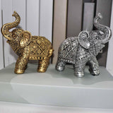Maxbell Elephant Figurine Collection Desktop Ornament for Bookshelf Living Room Desk Gold