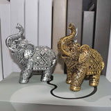 Maxbell Elephant Figurine Collection Desktop Ornament for Bookshelf Living Room Desk Gold