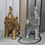 Maxbell Elephant Figurine Collection Desktop Ornament for Bookshelf Living Room Desk Gold