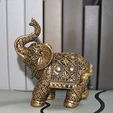 Maxbell Elephant Figurine Collection Desktop Ornament for Bookshelf Living Room Desk Gold