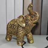 Maxbell Elephant Figurine Collection Desktop Ornament for Bookshelf Living Room Desk Gold