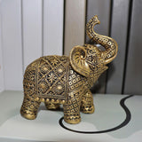 Maxbell Elephant Figurine Collection Desktop Ornament for Bookshelf Living Room Desk Gold